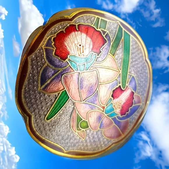 Charmant Beverly Hills, CA Accessories - Cloisonné Enamel Belt Buckle Gold & Black Iris Charmant Beverly Hills, CA